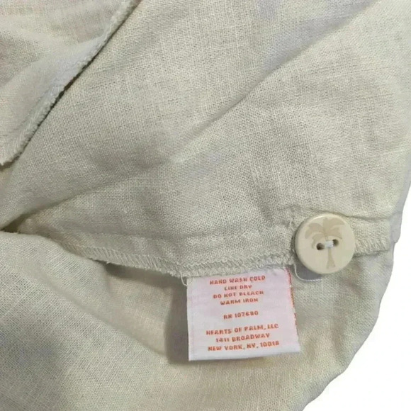 Heart of Palm Linen Blend Button Up Shirt with Pockets Embroidered Beads Size 12 - Picture 8 of 8